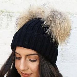 Designer Luxe Double Pom Real Fur Beanie Hat - Four Colors